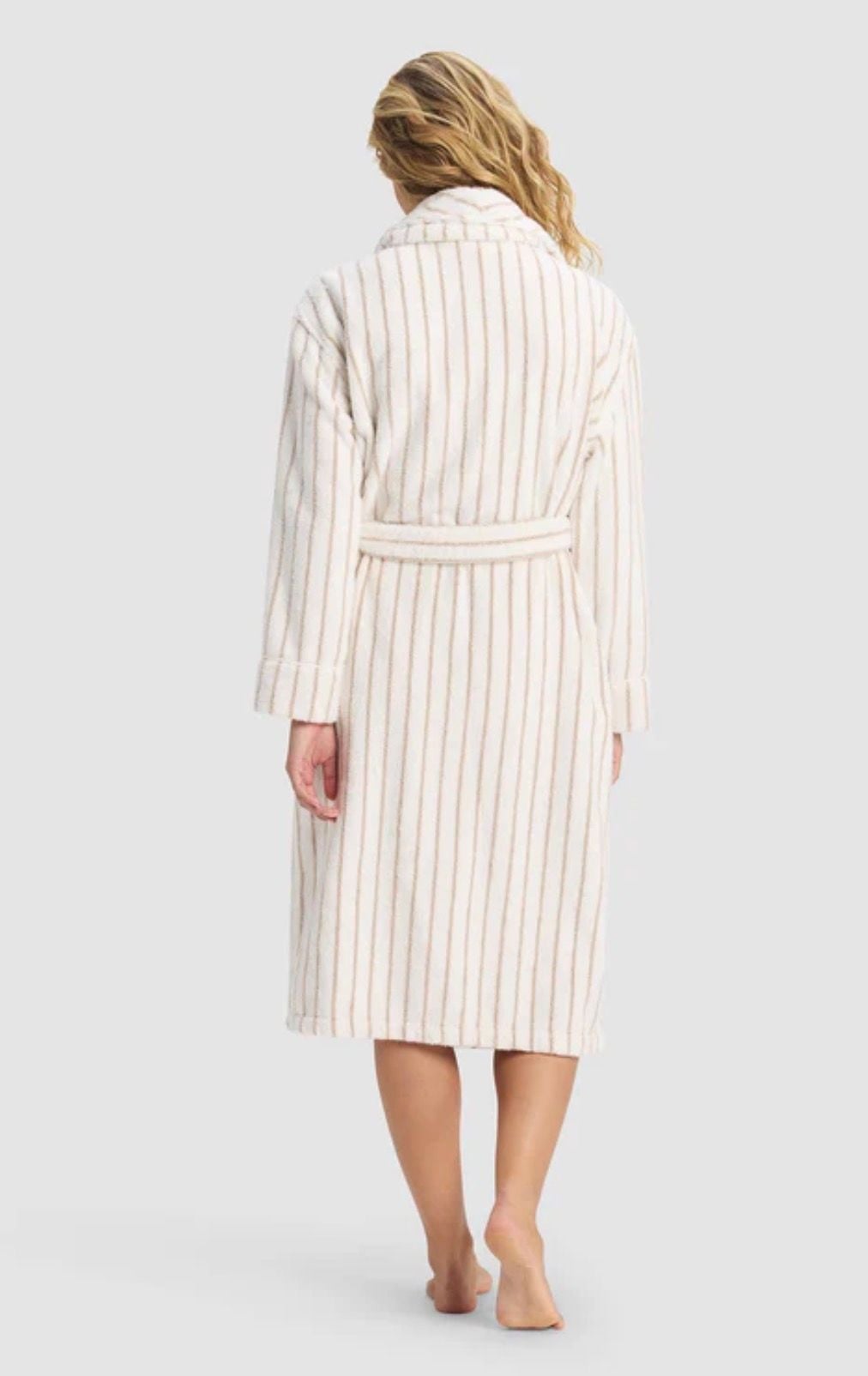 Cozy Earth Striped Luxe Bath Robe Sand/Seashell Size XS 3