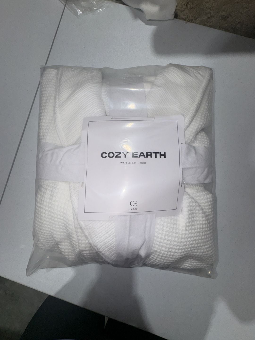 Cozy Earth Waffle Bath Robe White Size Large 3