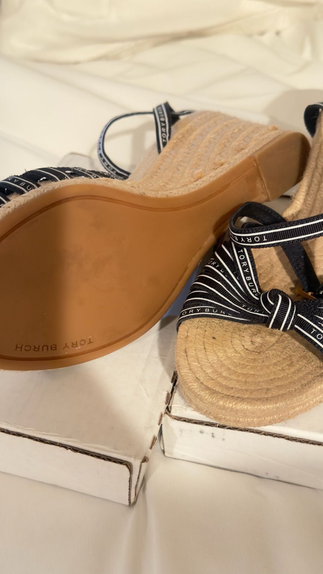 Tory Burch Espadrille Wedge Sandal Size 7.5 7