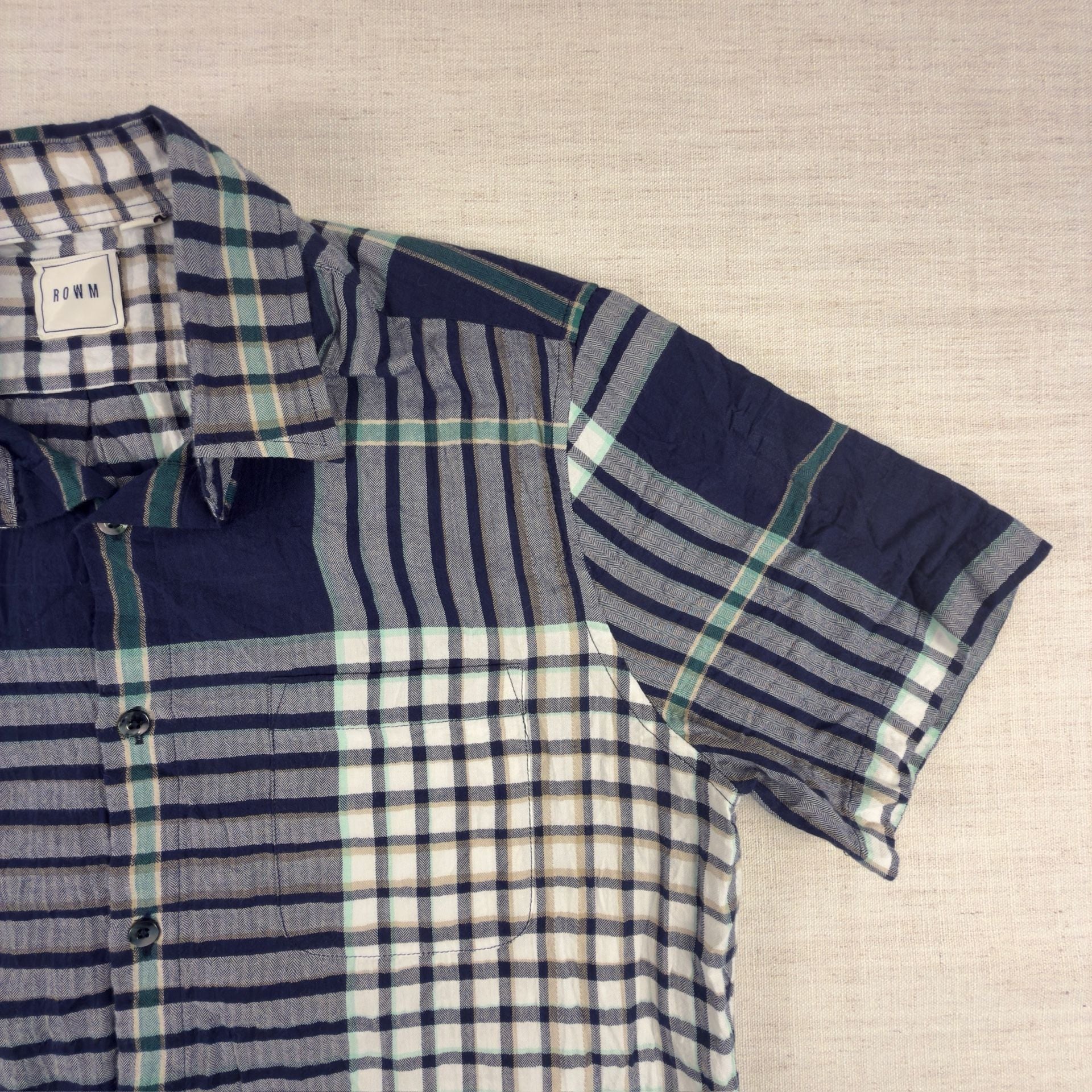 ROWM Men's Short Sleeve Plaid Button Down Shirt 3