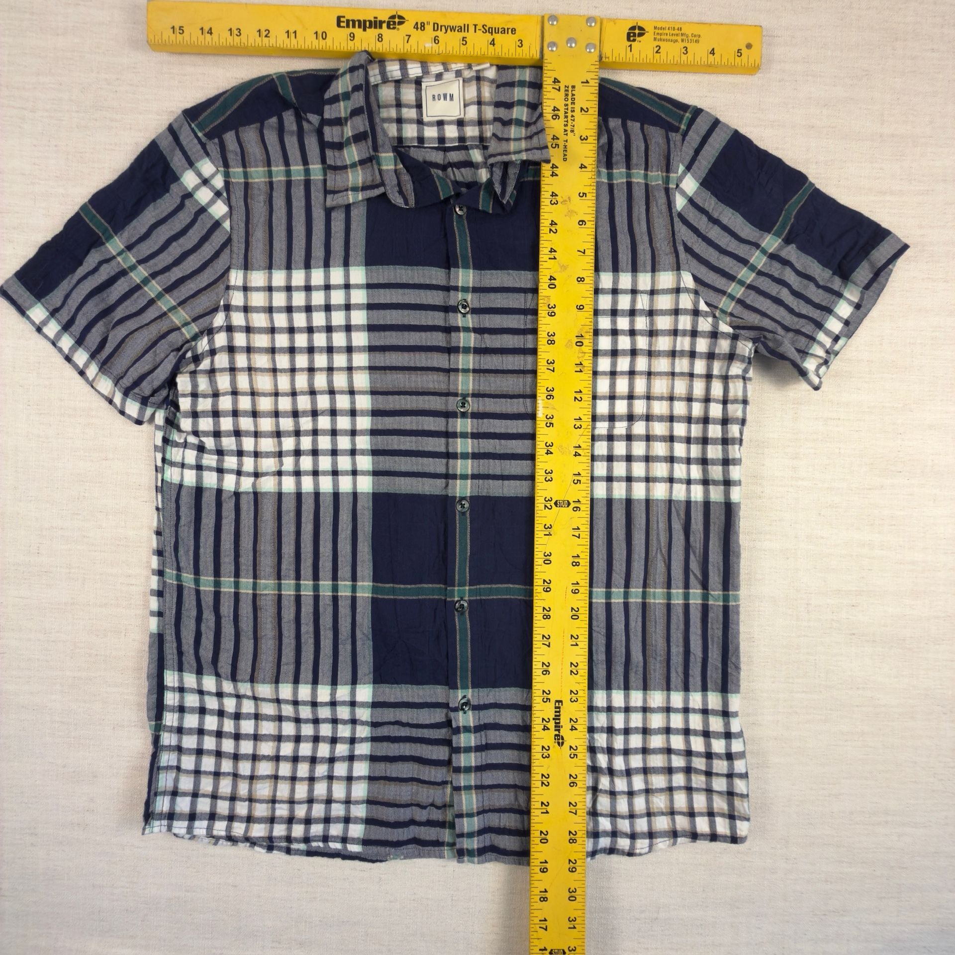 ROWM Men's Short Sleeve Plaid Button Down Shirt 8