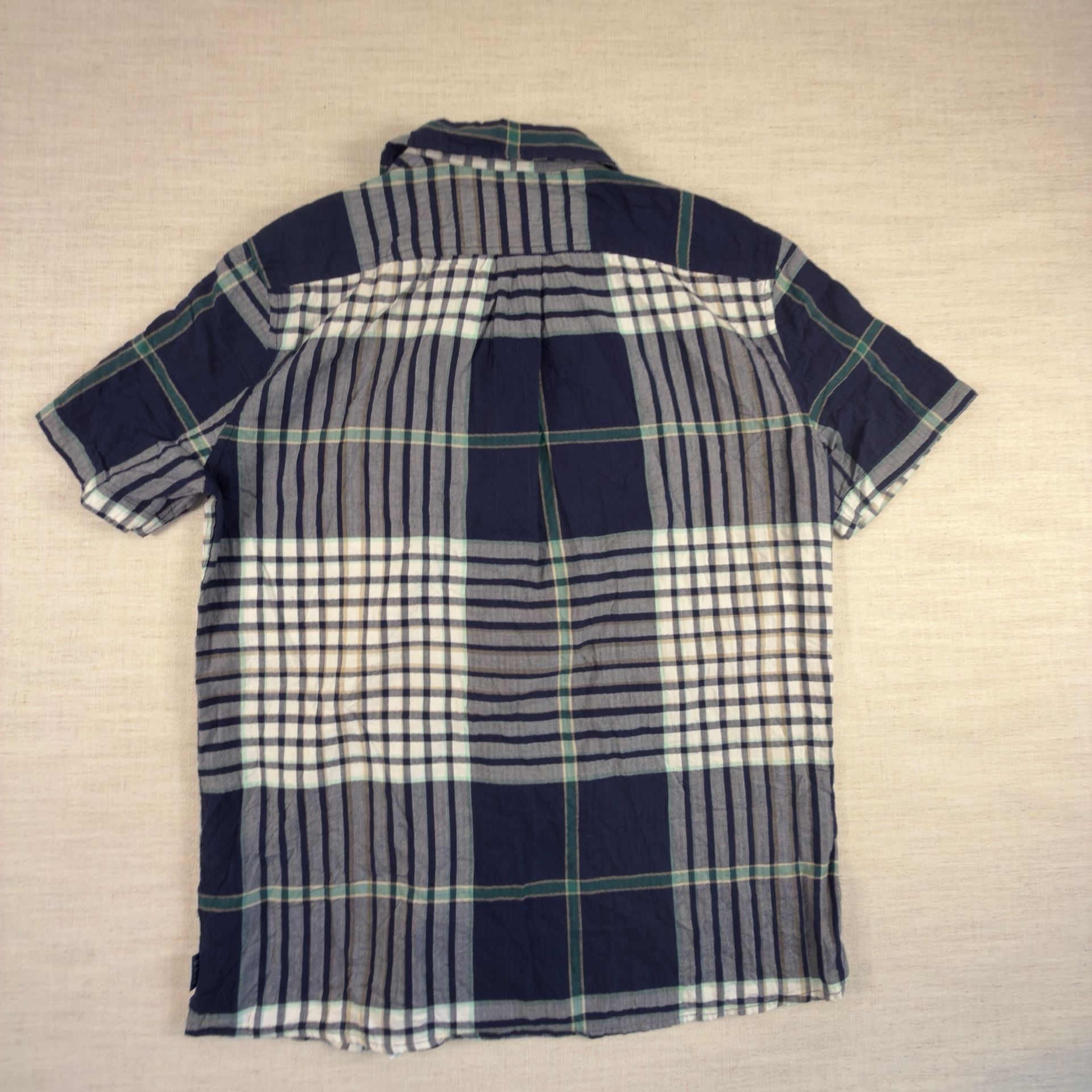 ROWM Men's Short Sleeve Plaid Button Down Shirt 9