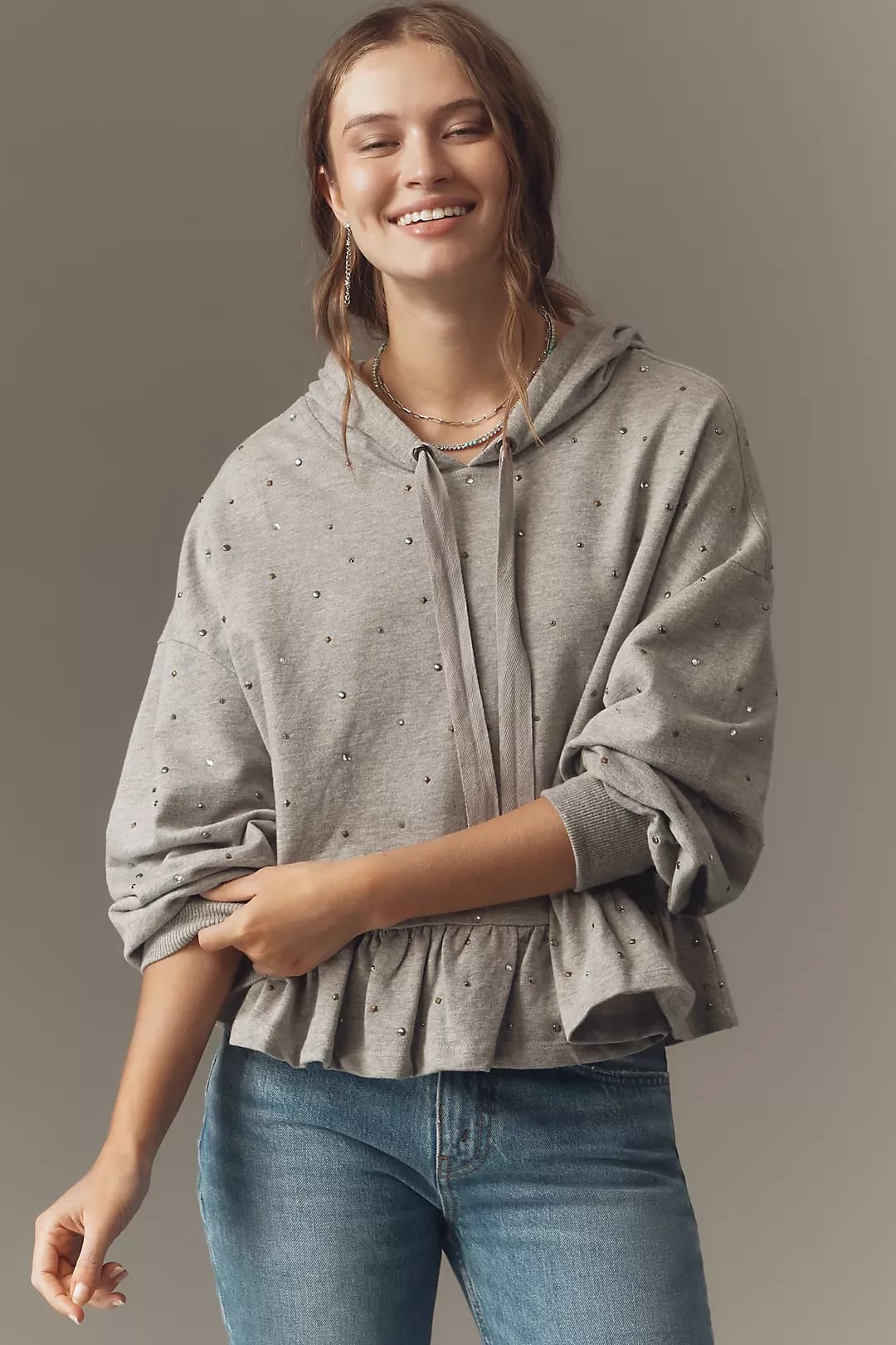 Anthropologie Pilcro Embellished Peplum Hoodie 2