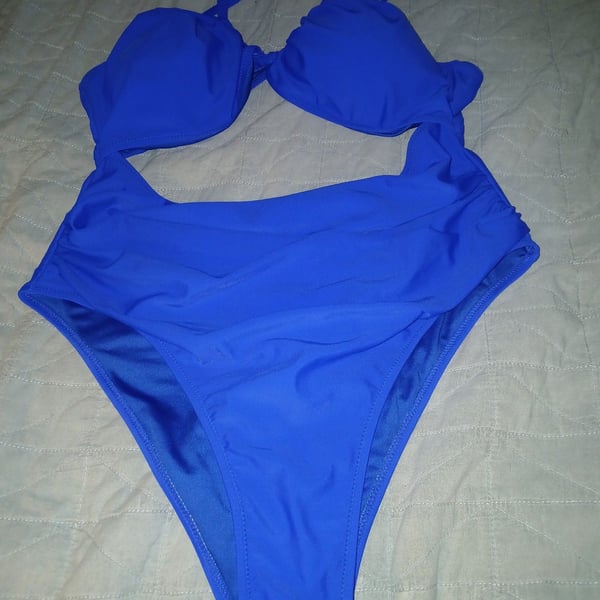 Boux Avenue Blue Cut-Out One-Piece Swimsuit Size XL