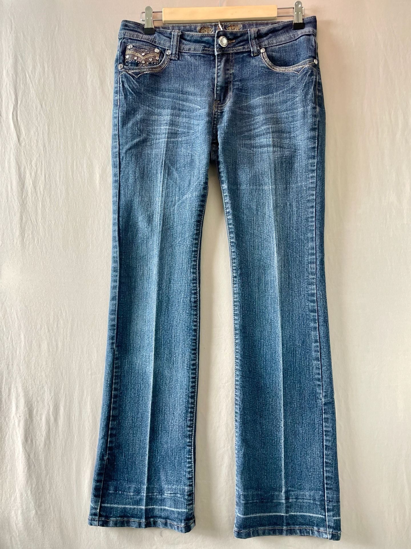 Jz Premium Rhinestone Embellished Bootcut Jeans Size 8 2