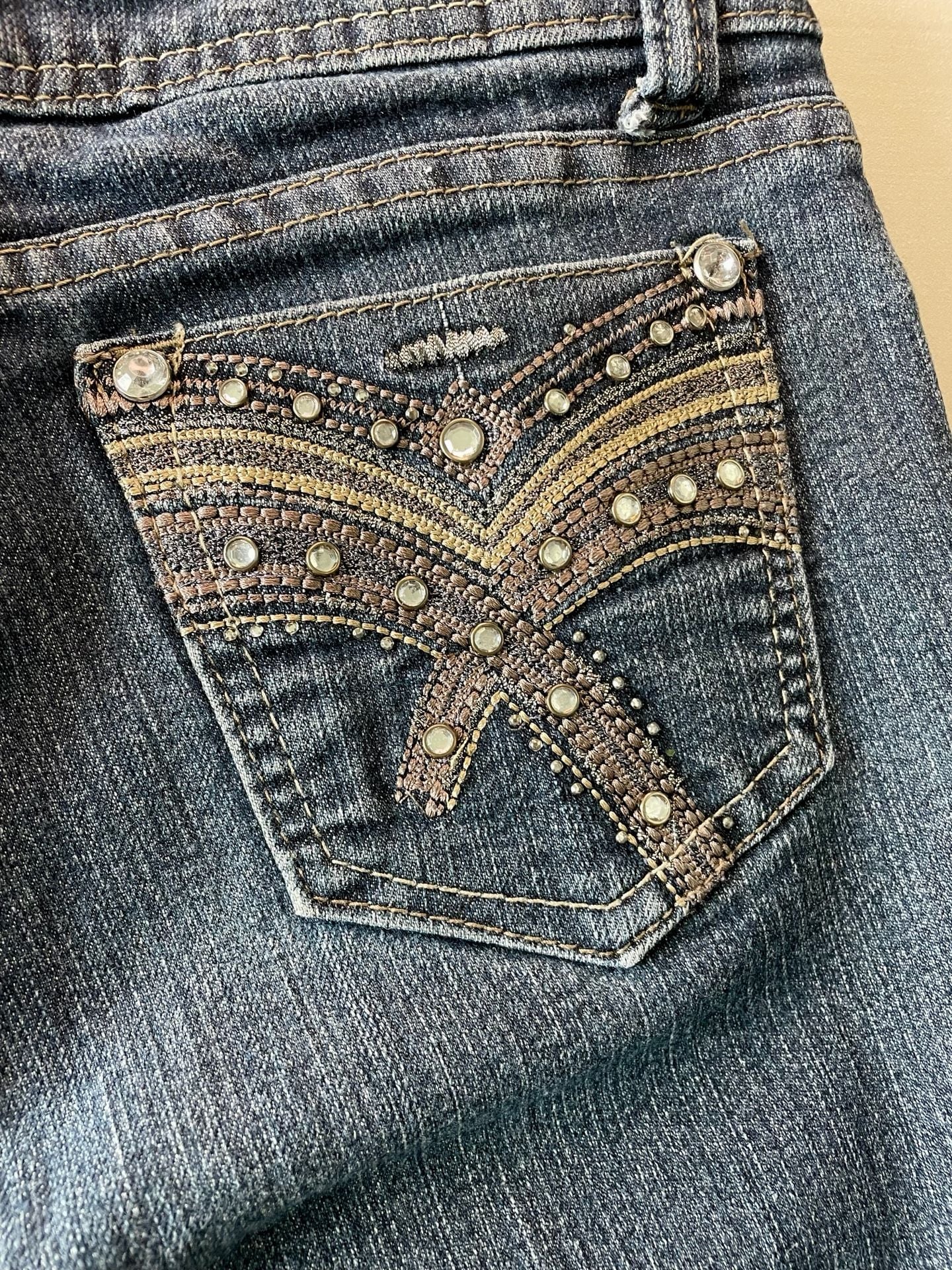 Jz Premium Rhinestone Embellished Bootcut Jeans Size 8 7