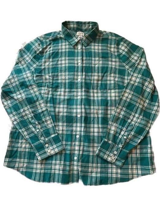 100% Cotton J.Crew Green Plaid Button Down Shirt Size XL 2