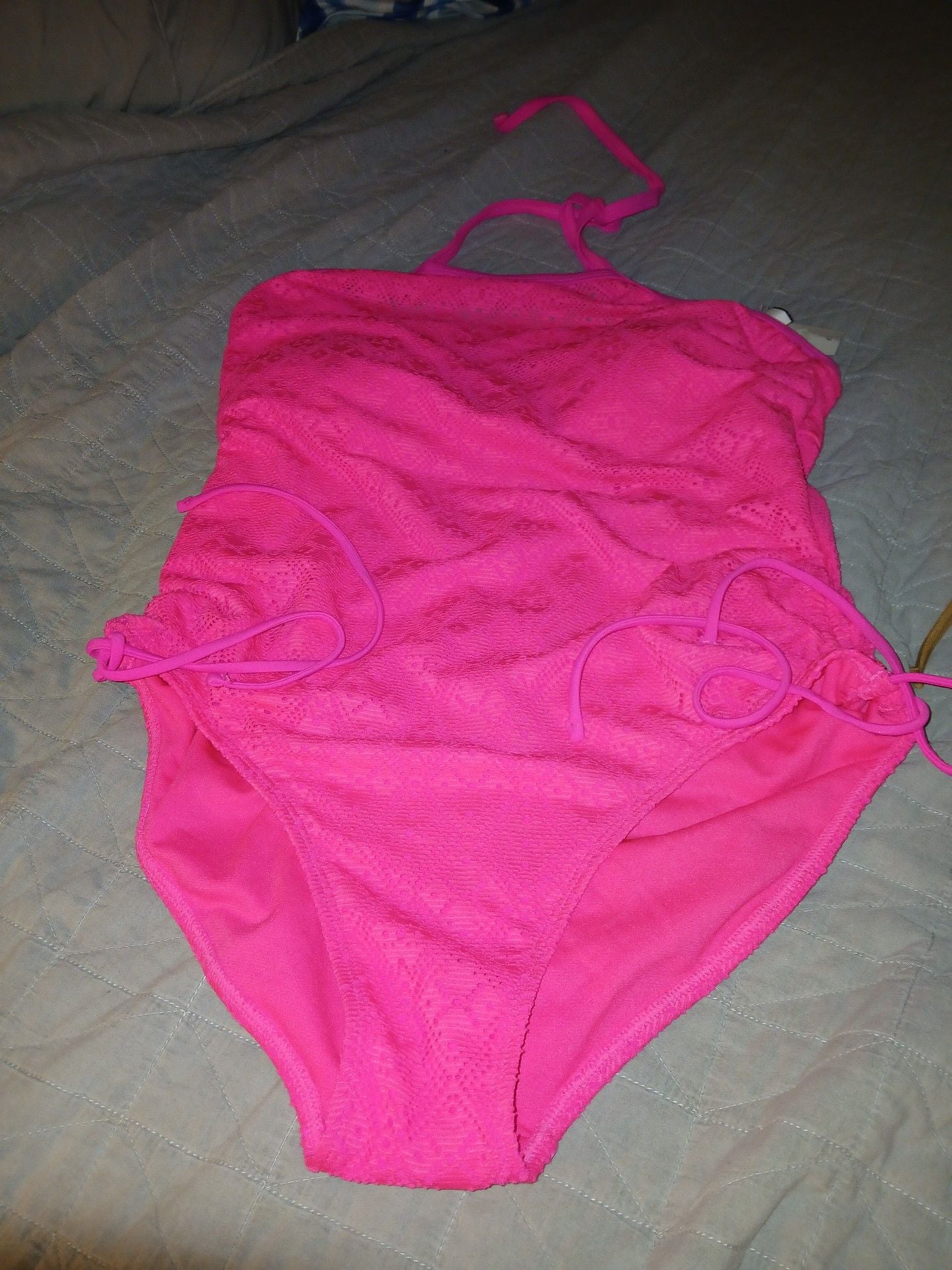 SO Hot Pink Lace One-Piece Swimsuit Size 1X 1