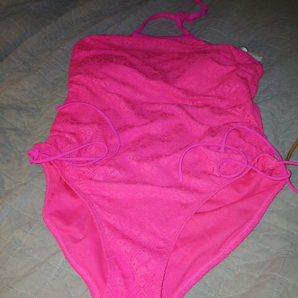 SO Hot Pink Lace One-Piece Swimsuit Size 1X