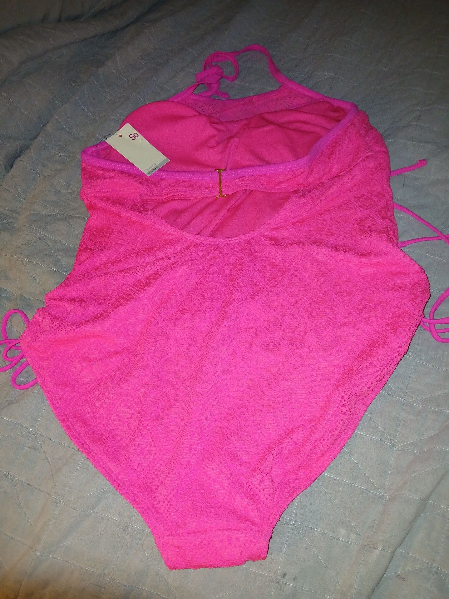 SO Hot Pink Lace One-Piece Swimsuit Size 1X 2