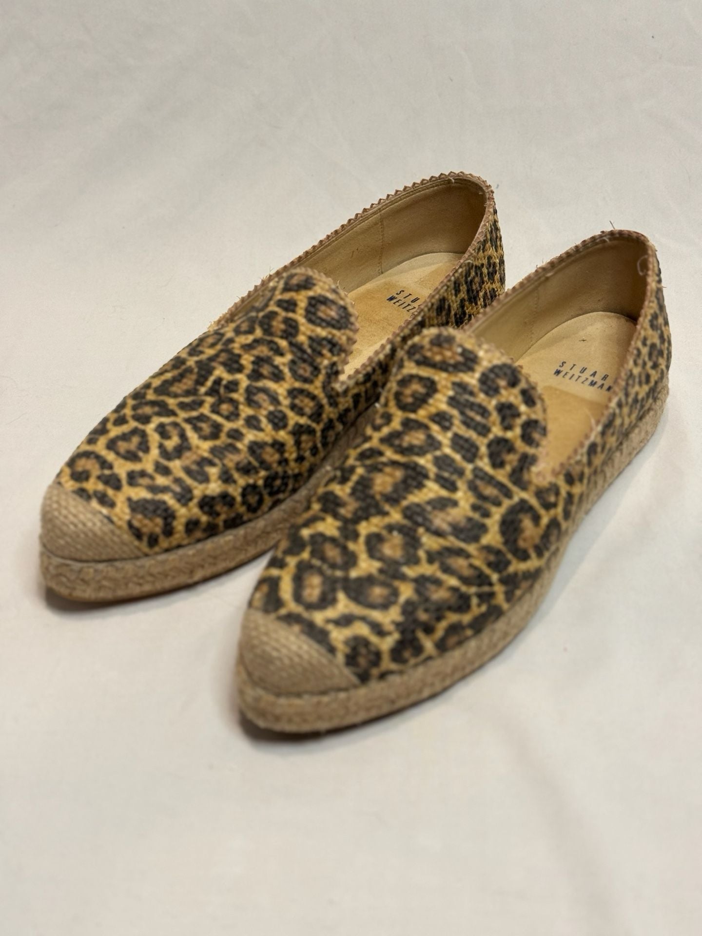 Stuart Weitzman Leopard Print Espadrille Flats Size 7.5M 3