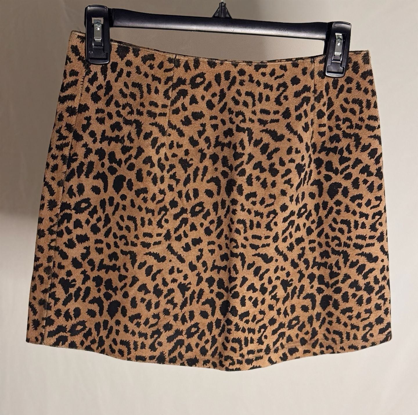 Vintage 90s Passport Genuine Leather Leopard Print Mini Skirt Size M 2