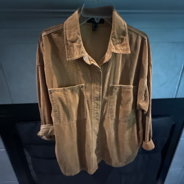 Forever 21 Mustard Yellow Corduroy Button Down Shirt Size M