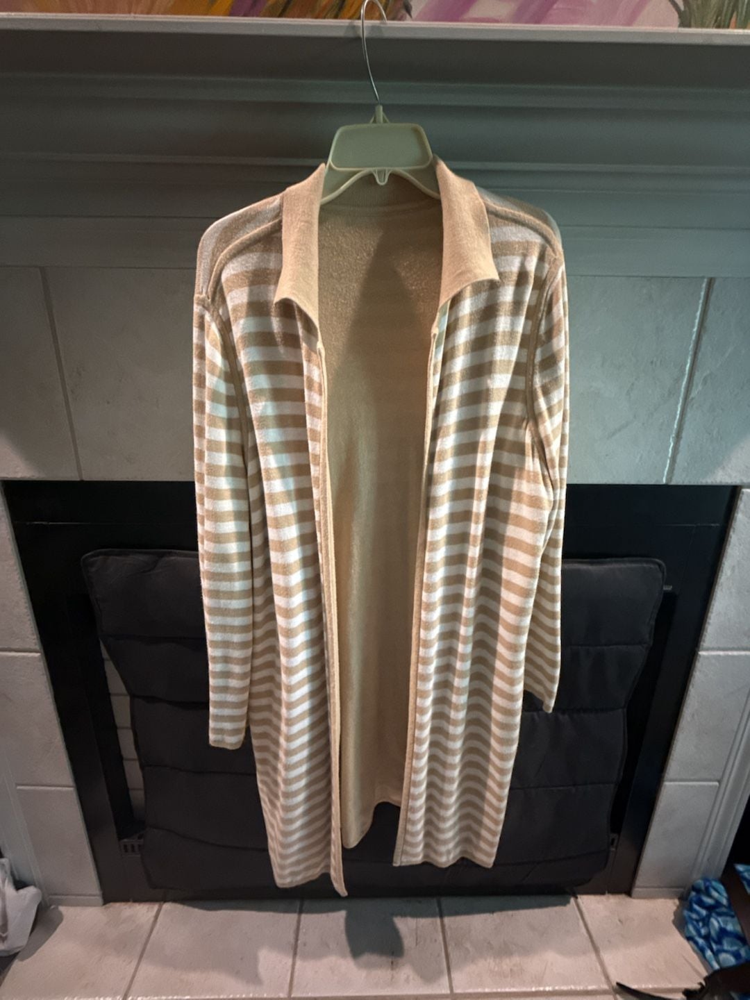 Vintage Striped Collared Open Front Cardigan 1