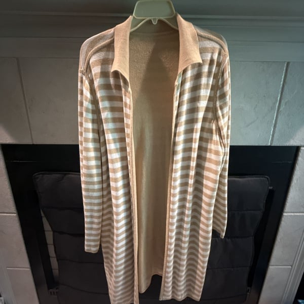 Vintage Striped Collared Open Front Cardigan