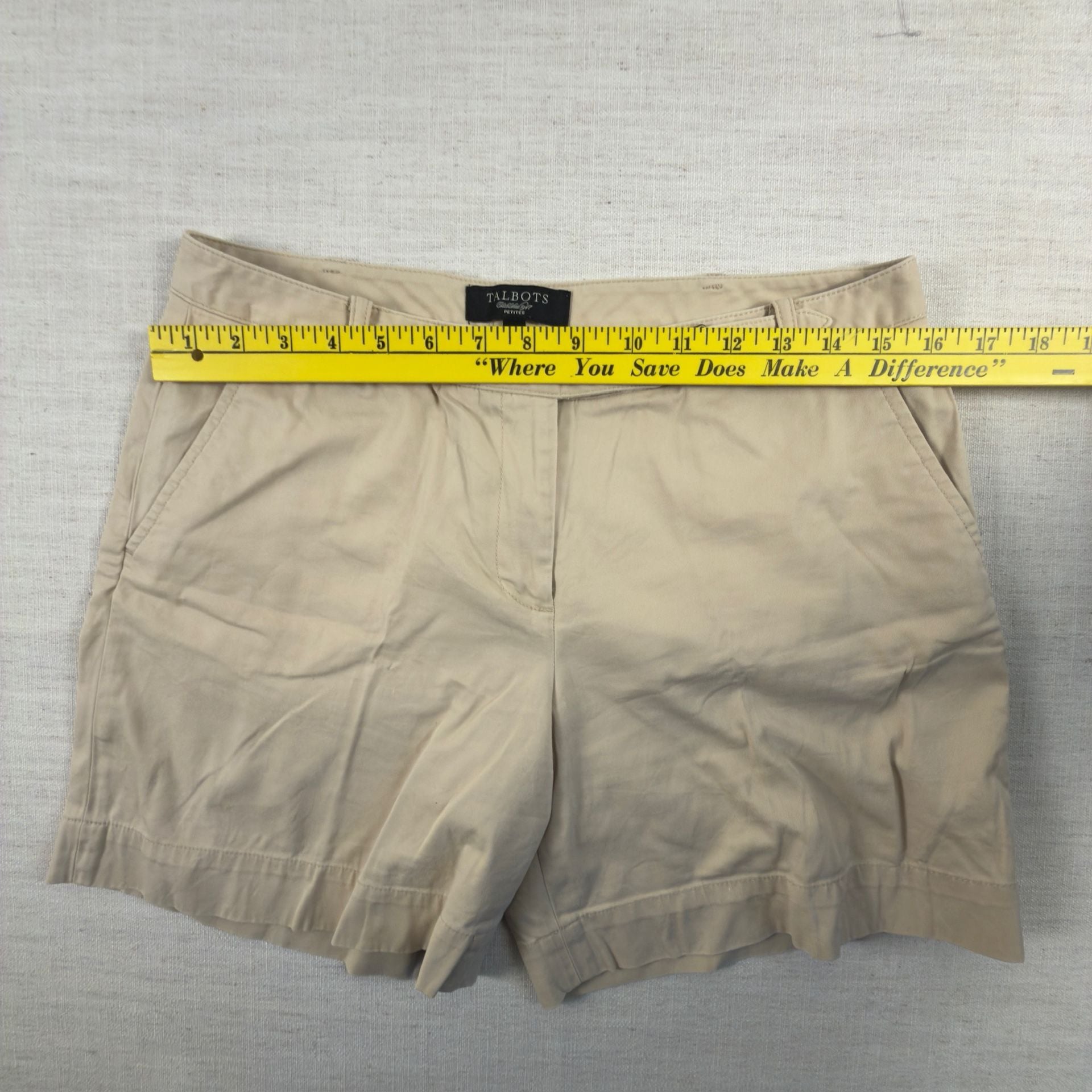 Talbots Perfect Shorts Womens Size 6 Petite Tan Flat Front Slash Pockets  7