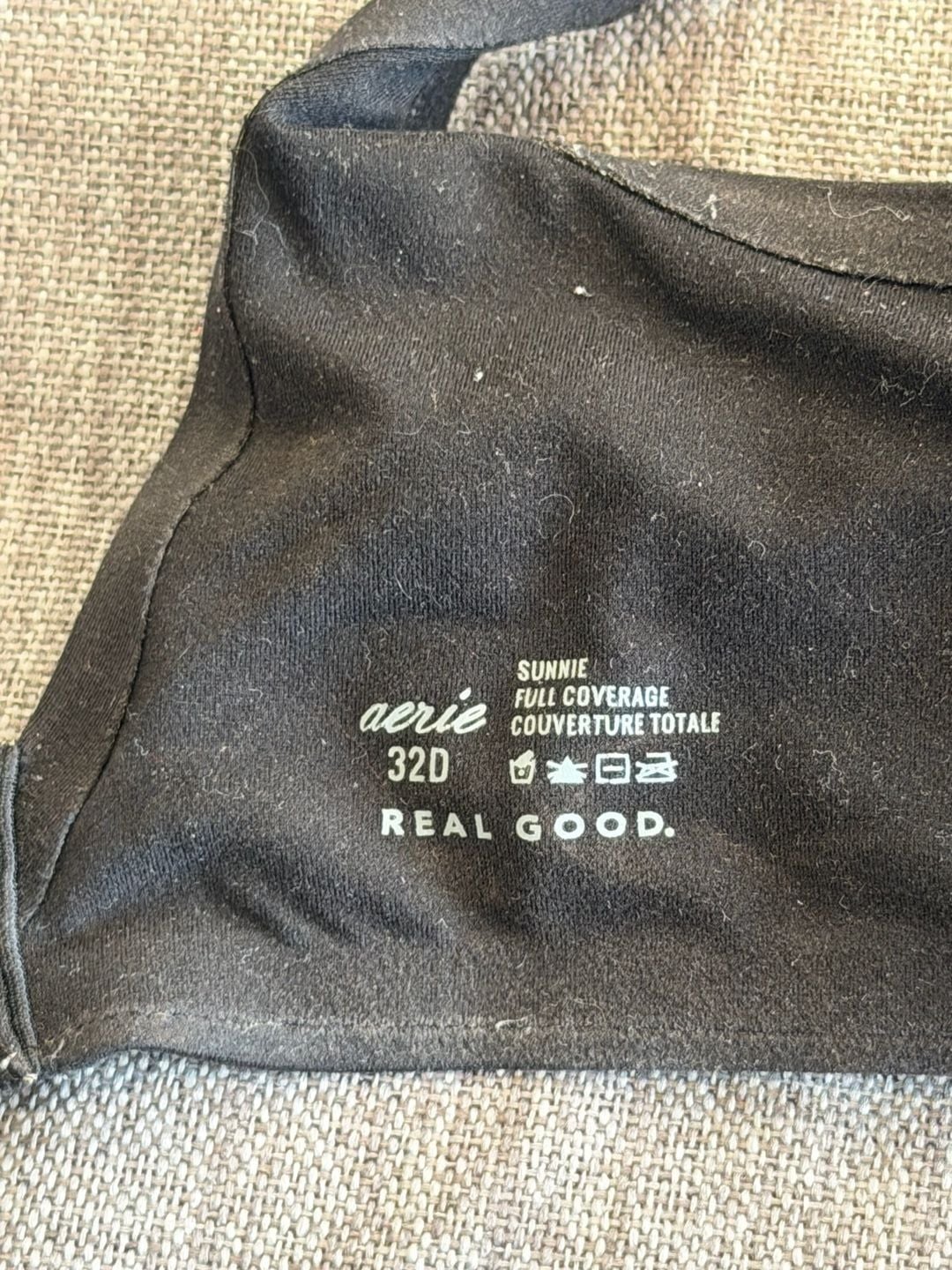 Aerie Sunnie Full Coverage Bra 32D Black Underwire 2