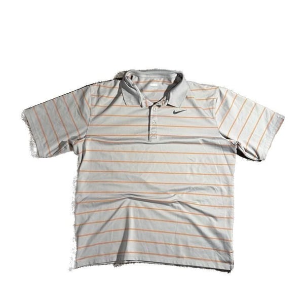 Nike Fit Dry Tennis Polo Shirt Gray Orange Striped Size L