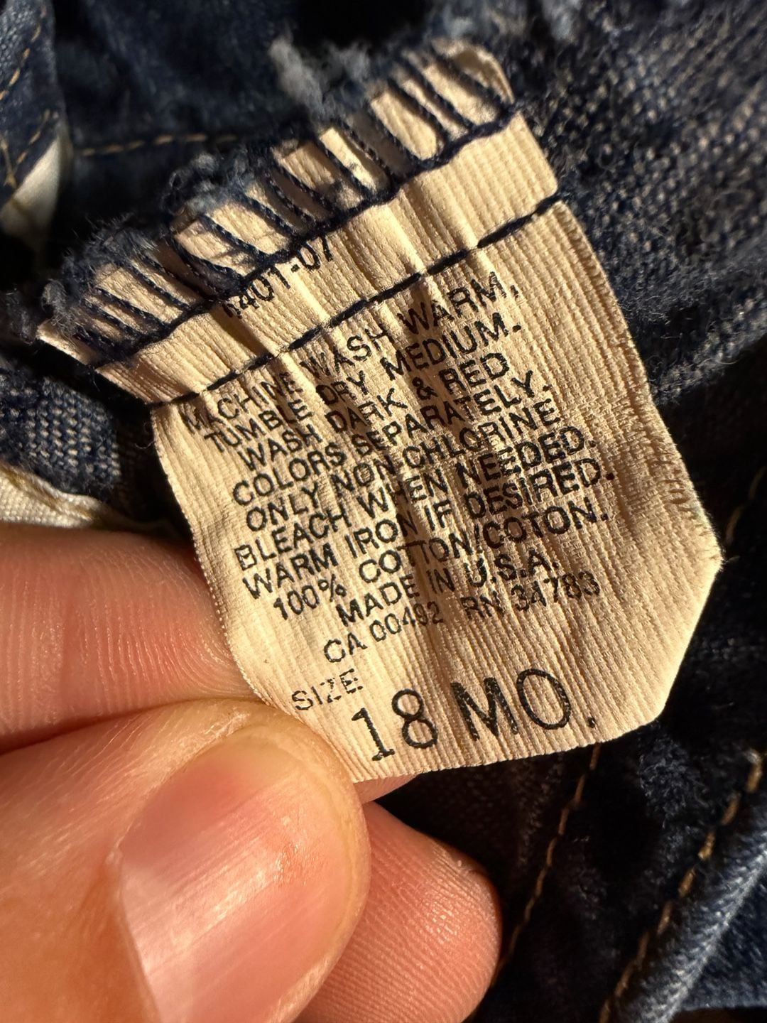 Vintage Lee Denim Overalls Size 18 Months Made in USA 7