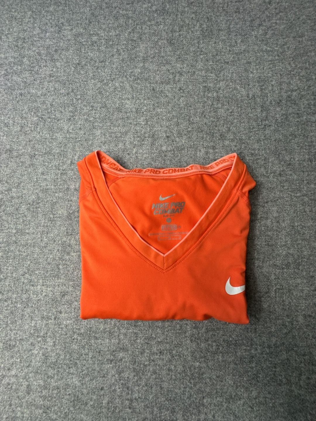 Nike Pro Combat Dri-FIT V-Neck Athletic Shirt Orange Size L 1