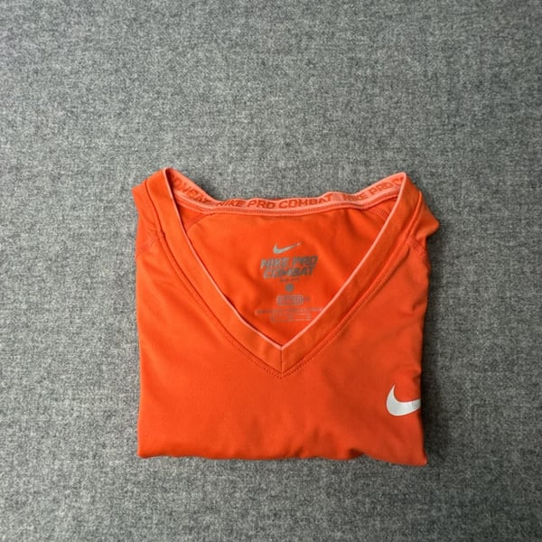 Nike Pro Combat Dri-FIT V-Neck Athletic Shirt Orange Size L