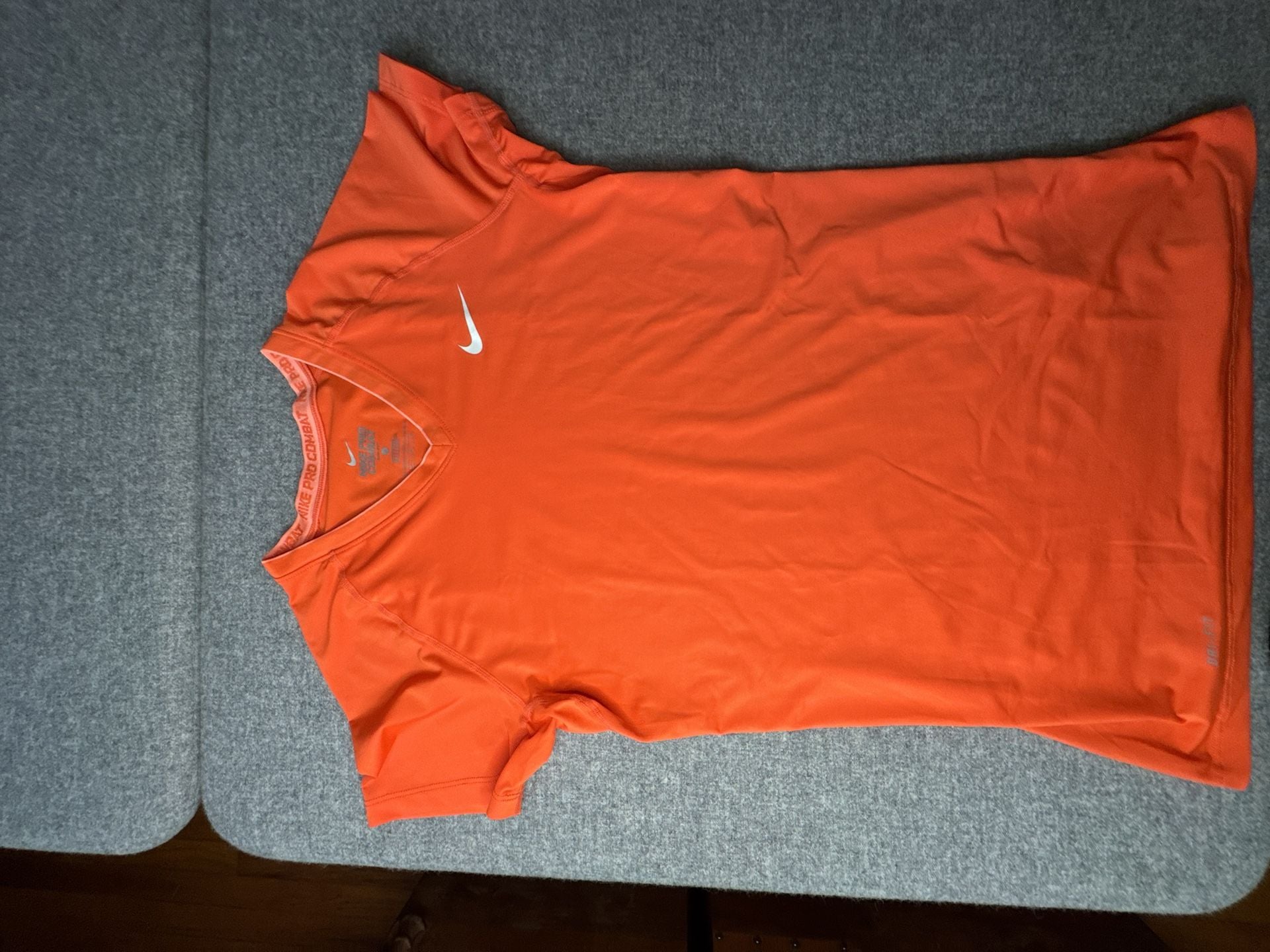 Nike Pro Combat Dri-FIT V-Neck Athletic Shirt Orange Size L 3