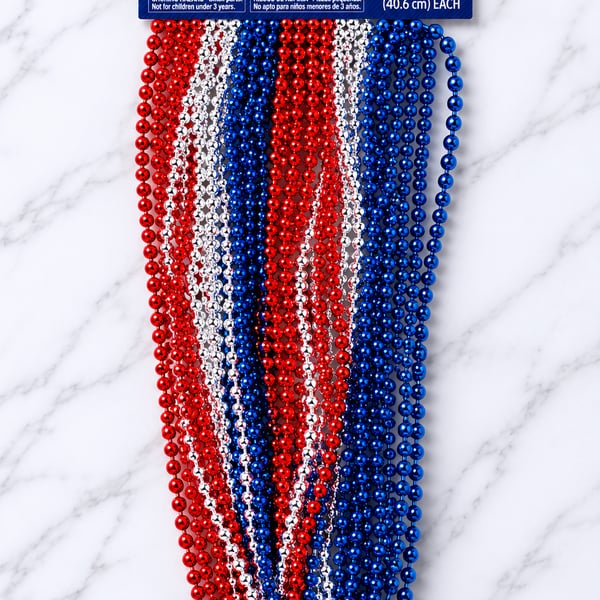 Celebrate! Patriotic Beaded Necklaces 24-Piece Set 16 Inch