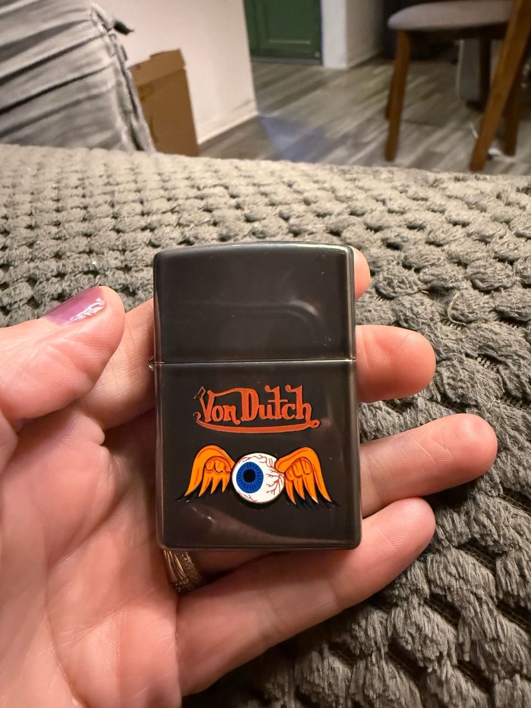 Vintage 2000 Von Dutch Flying Eyeball Zippo Lighter NEW In Box Midnight Chrome 1