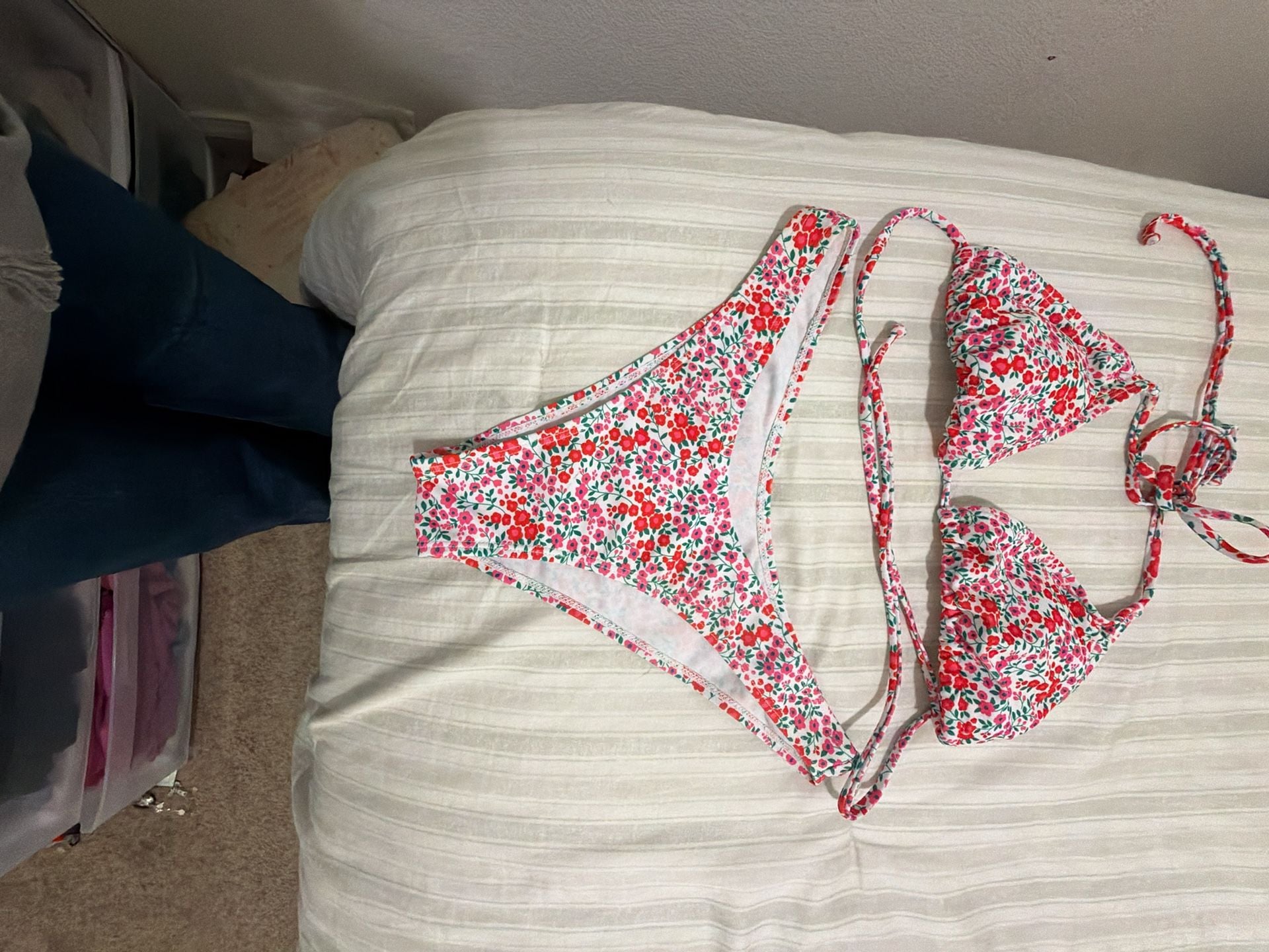 Floral Print String Bikini Set 1