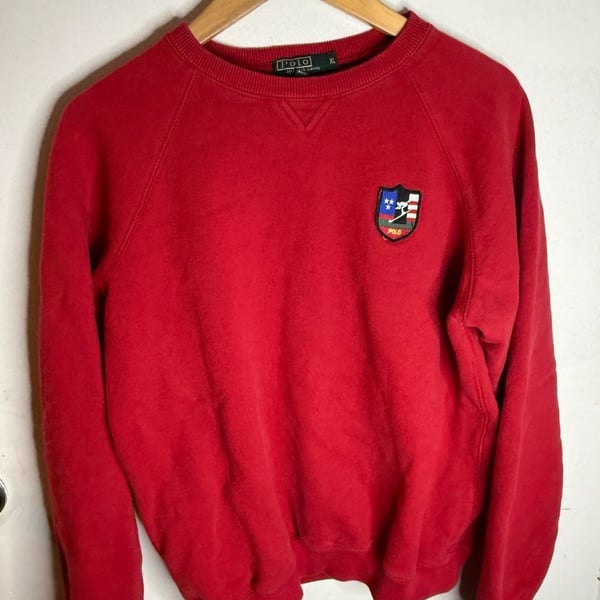Vintage Polo Ralph Lauren Downhill Skier suicide Crest kids rare XL green label