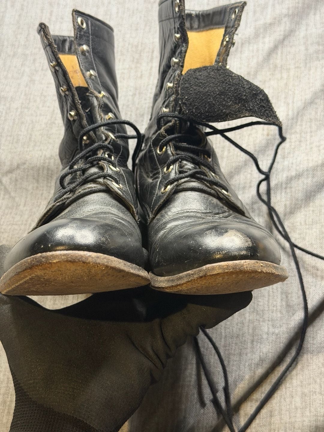 Vintage Justin Style 506 Black Leather Lace-Up Boots Size 10 B 8