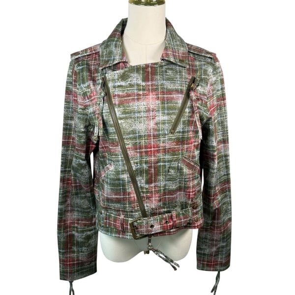 Nicole Miller Plaid Moto Jacket