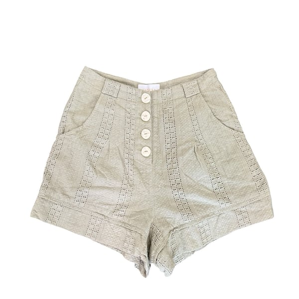 SANCIA Women's Size S High Waisted Button Front Eyelet Shorts