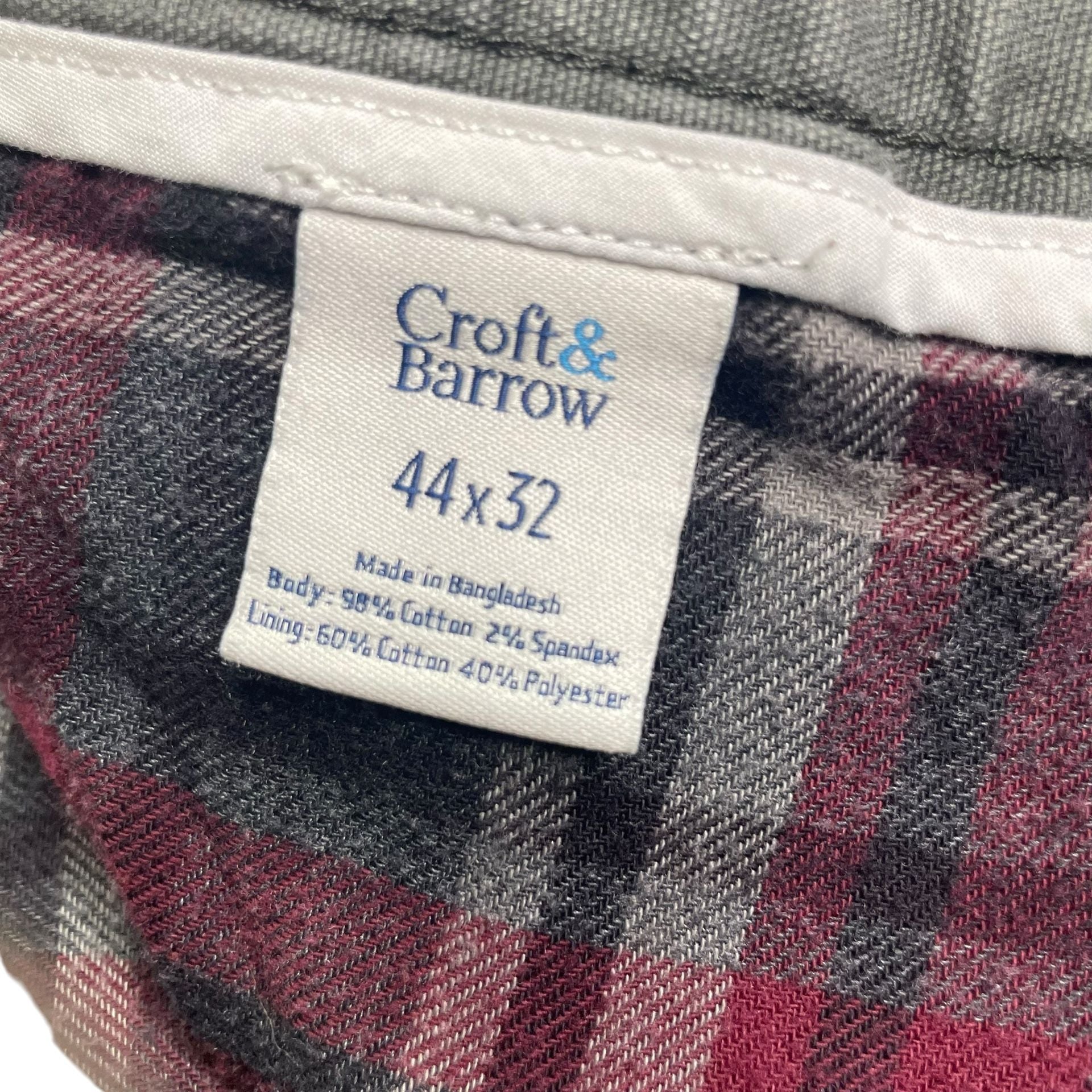 Croft & Barrow Flannel Lined Straight Fit Pants 44x32 8