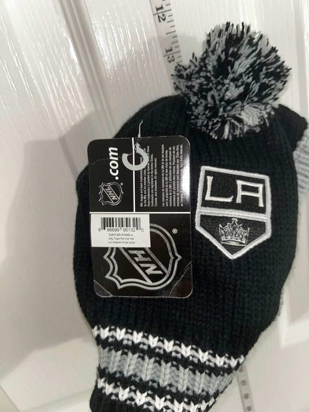 Los Angeles Kings NHL Pom Beanie Hat Black Grey 7