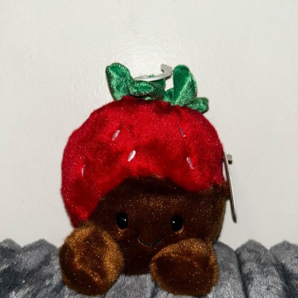 Set of 2 CHOCOLATE STRAWBERRY & CARAMEL APPLE Palm Pals 5" Stuffed Plush,