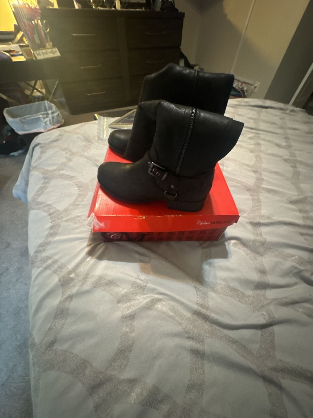 Chelsea Moreland Black Buckle Moto Boots 2