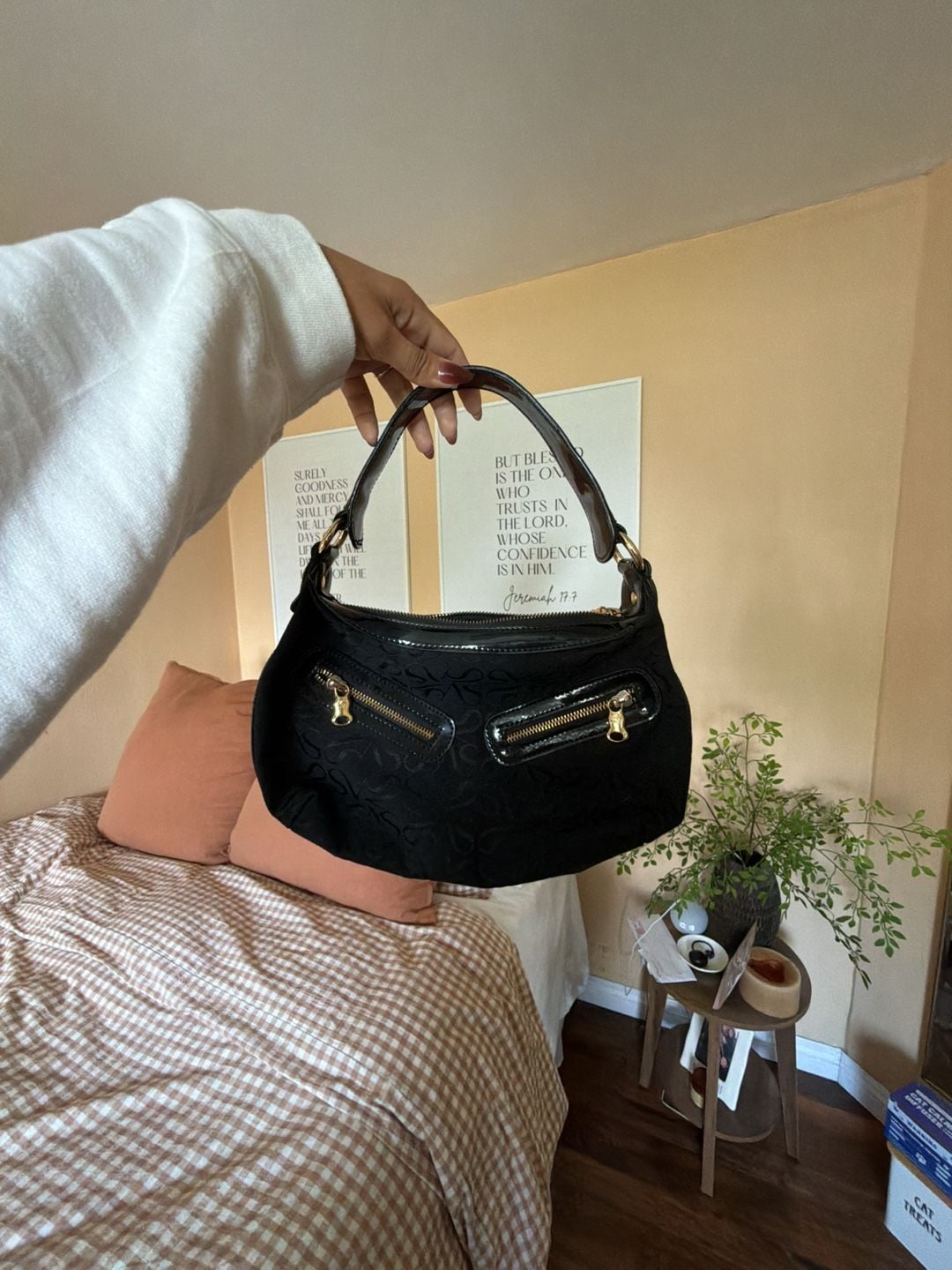 Simply Vera Vera Wang Black Monogram Hobo Shoulder Bag 1