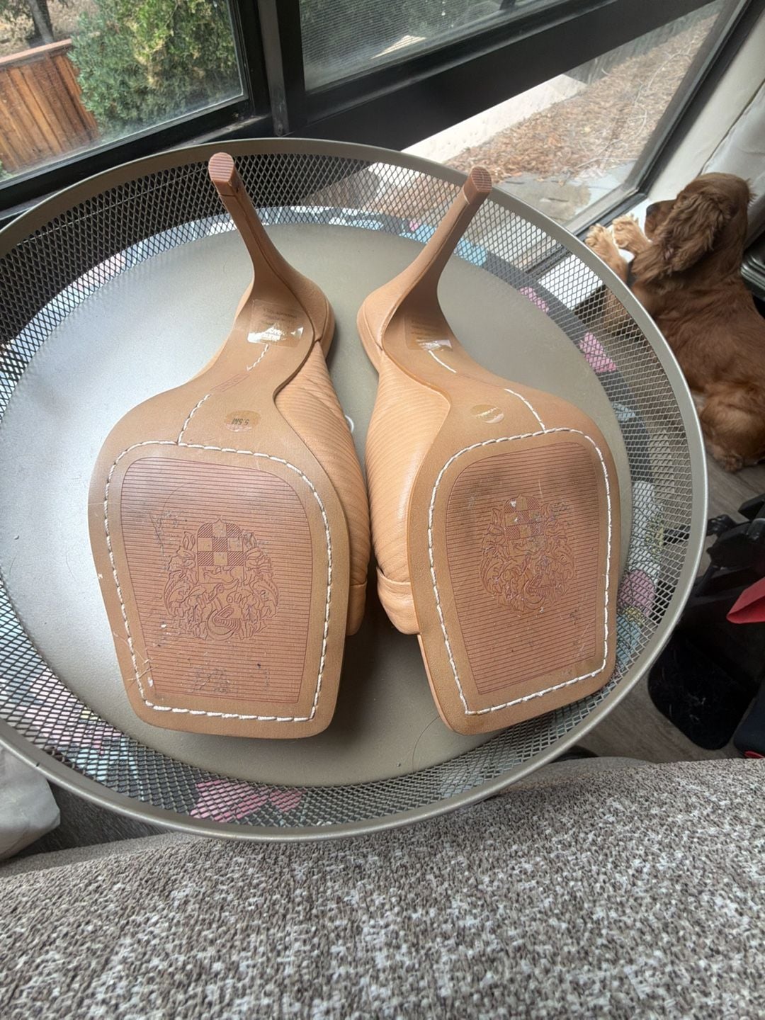 Vince Camuto Tan Leather Twist Strap Square Toe Heeled sandals Size 5.5M 4