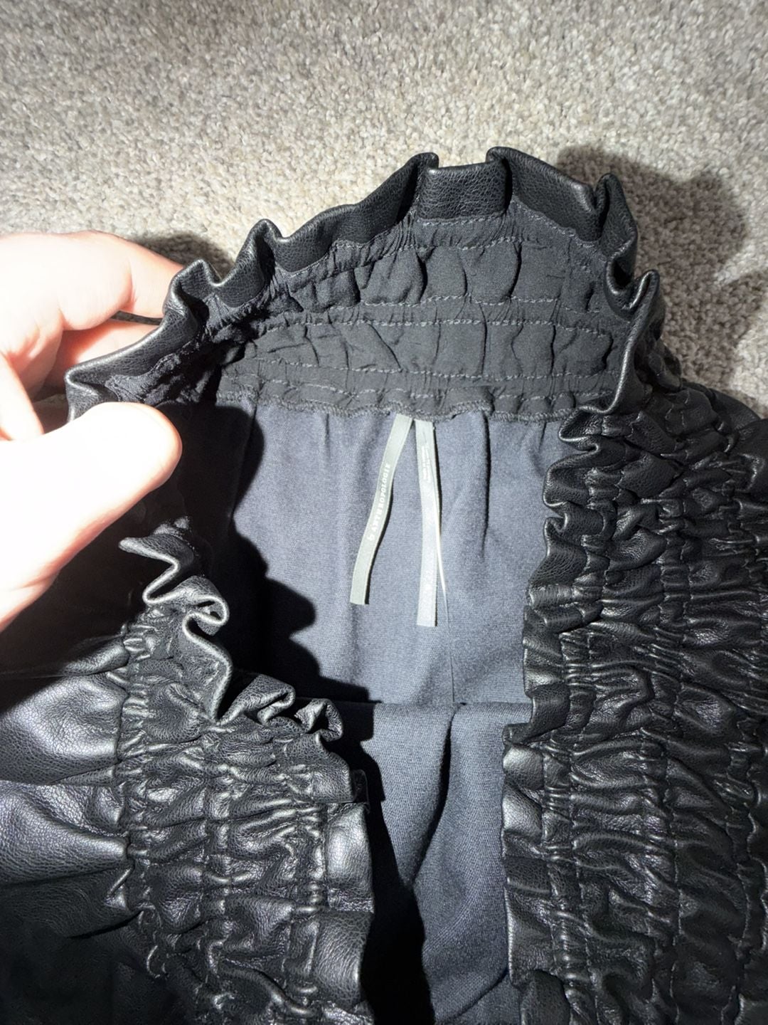 Anthropologie Faux Leather Ruffle Mini Skirt Black Size M 2