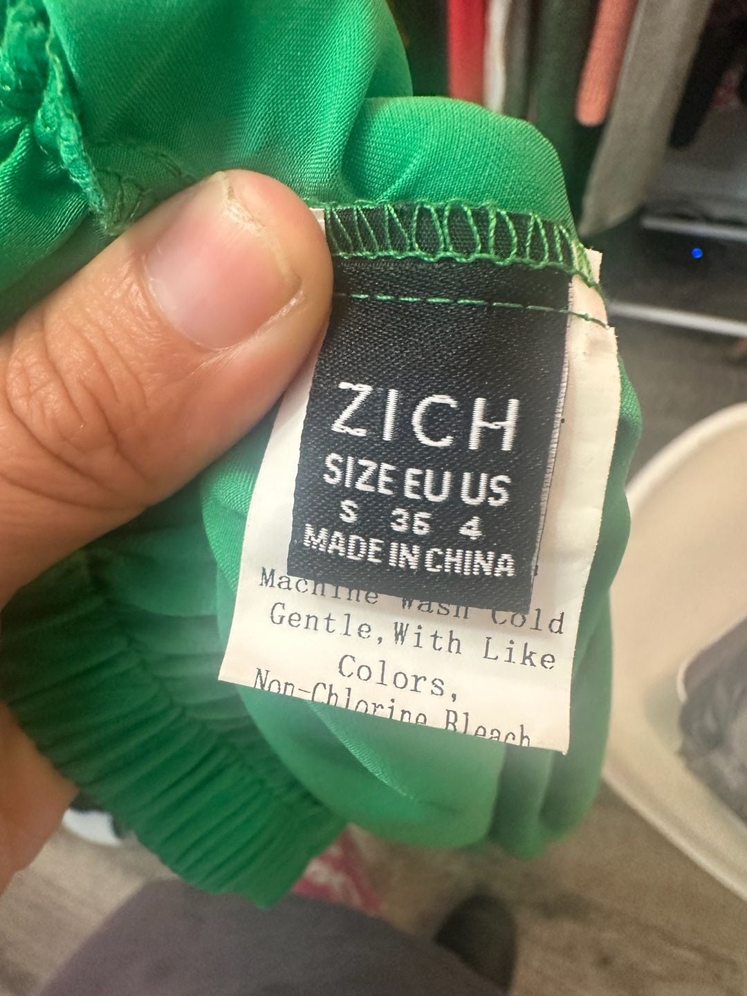 ZICH Green Satin Wide Leg Elastic Waist Pants Size 4 7
