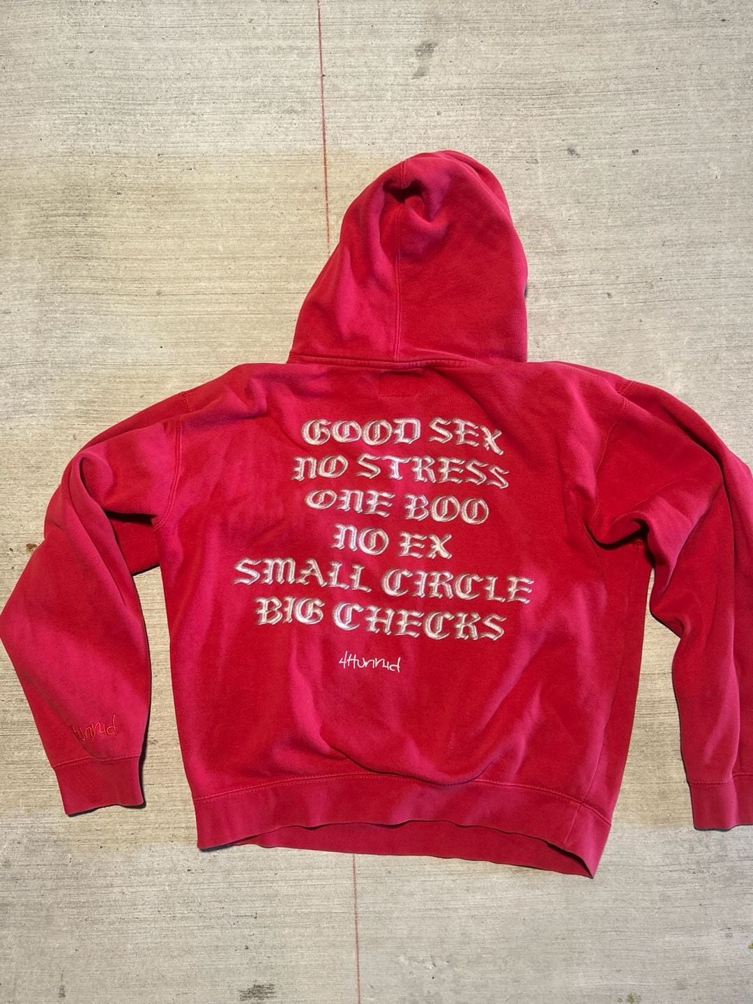 4Hunnid Good Sex No Stress Hoodie Red Size Medium 2