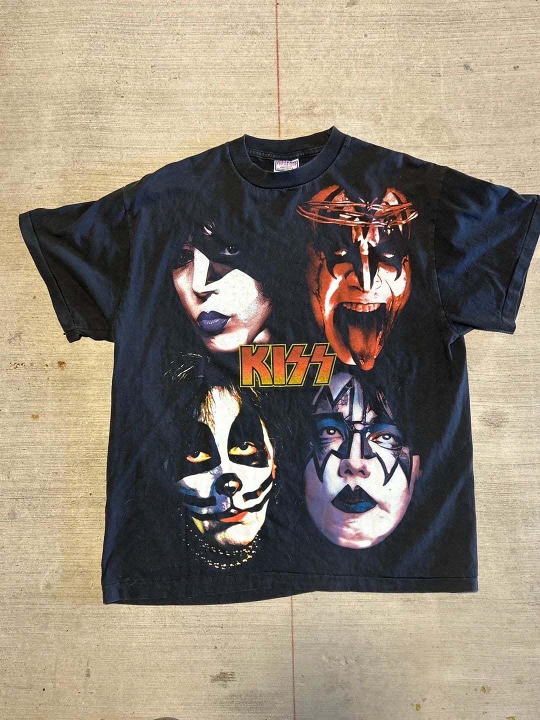 Vintage 90s KISS Band T-Shirt XL All Sport Proweight Double Sided Graphic 2