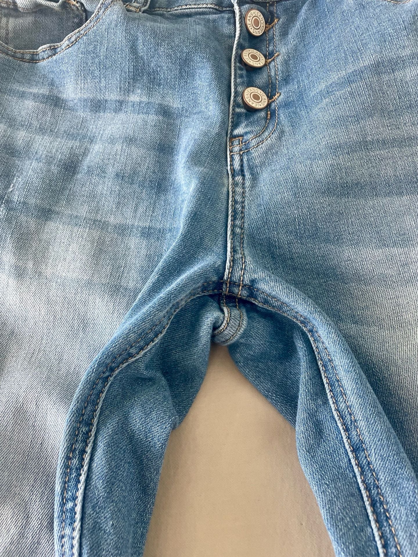 Distressed Women's Size M Button Fly Flare Jeans 3