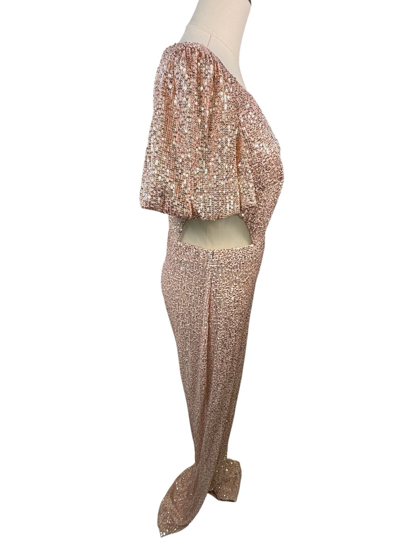 IEENA for Mac Duggal Sequin Side Cut-Out Jumpsuit 8