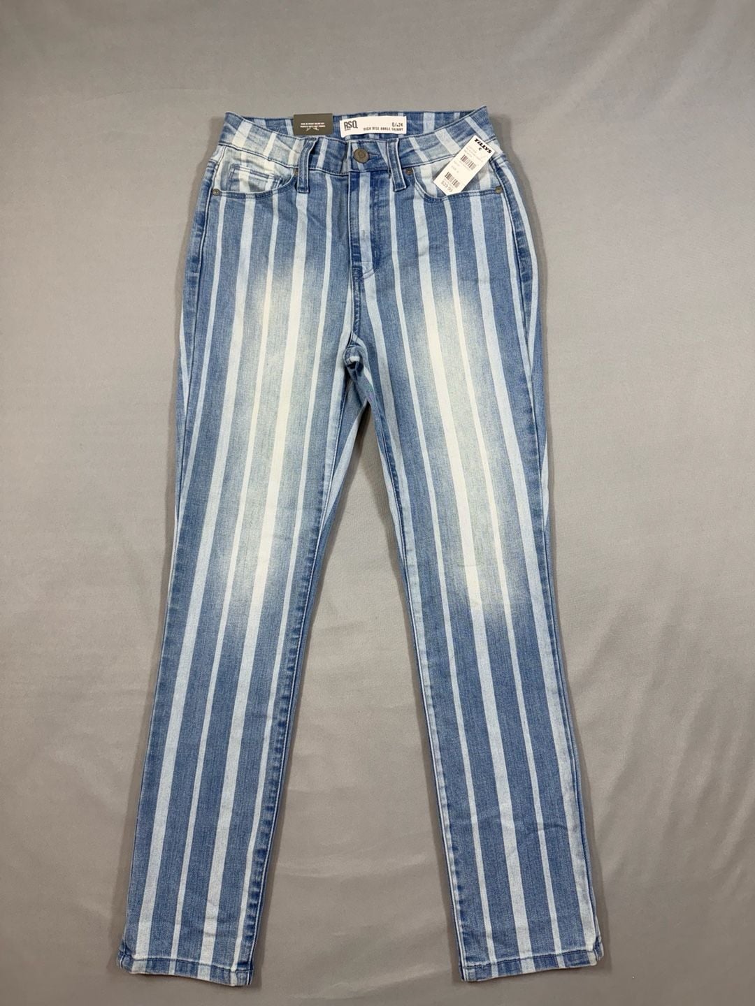 RSQ High Rise Ankle Skinny Jeans Striped Size 0/24 3