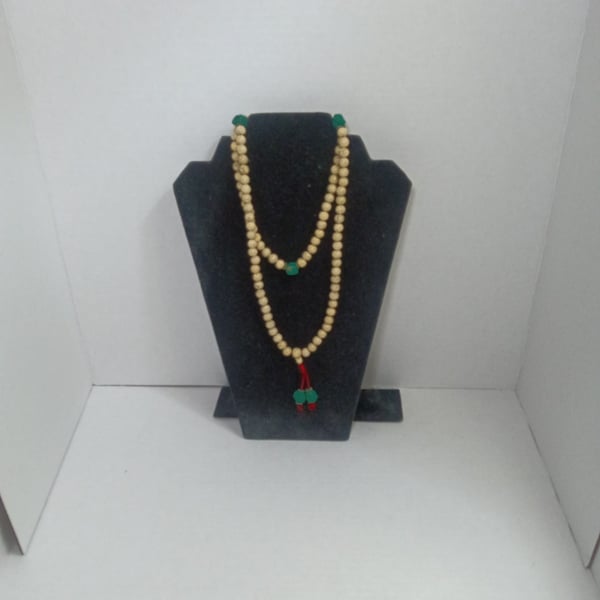 Bodhi Seed Mala Prayer Beads Necklace with Turquoise Accents