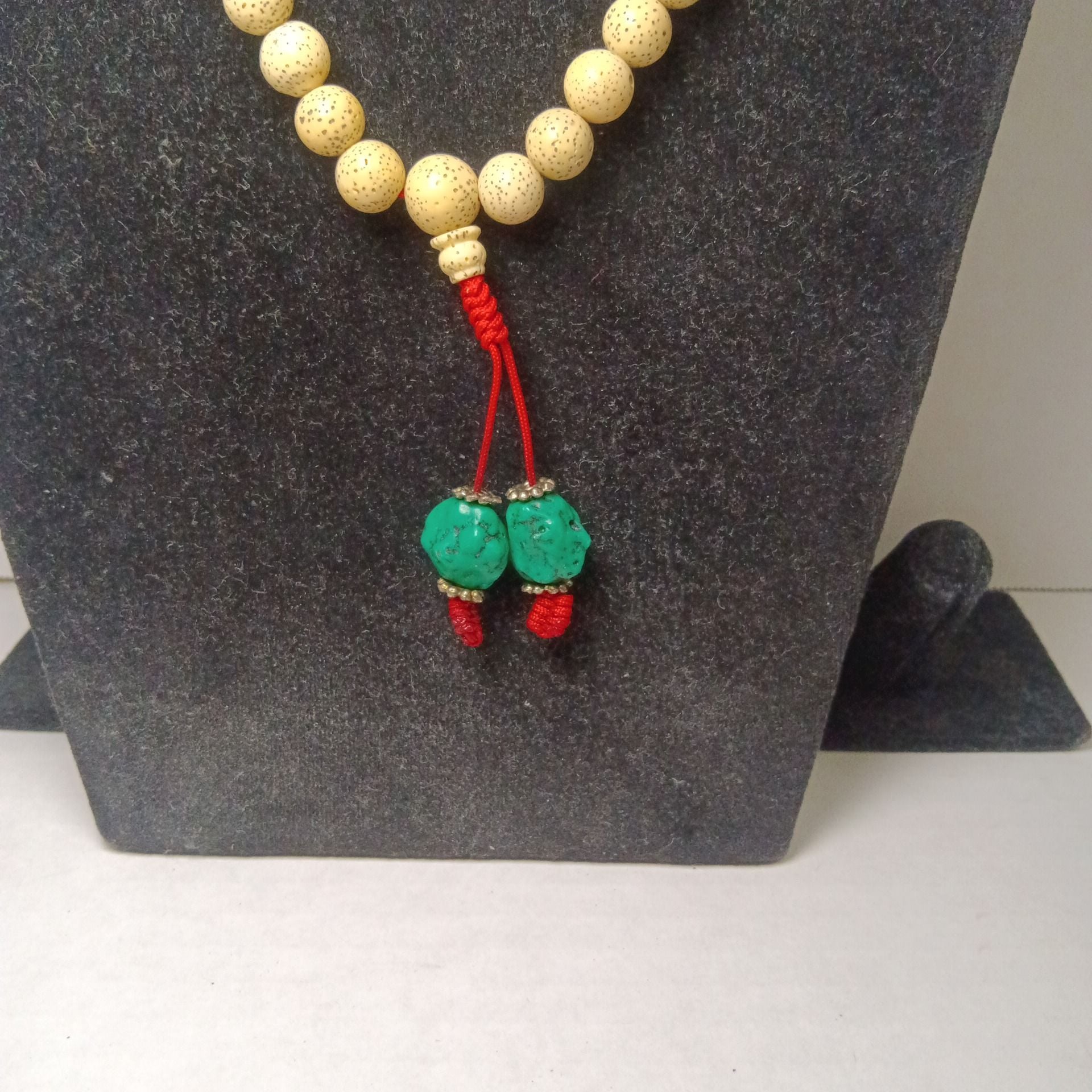 Bodhi Seed Mala Prayer Beads Necklace with Turquoise Accents 3