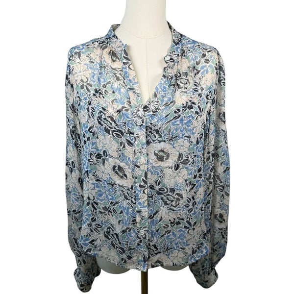 Veronica Beard Floral Silk Button Down Blouse Size 0
