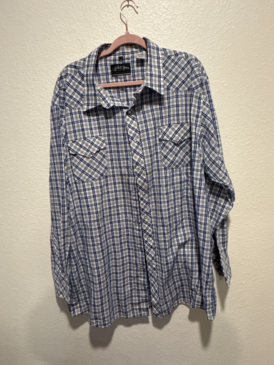 White Horse Western Plaid Long Sleeve Shirt XXL 2